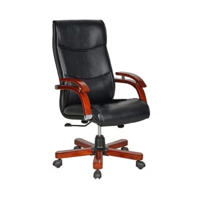 TQ36 - Ghế giám đốc bọc da cao cấp, tay ốp gỗ tự nhiên