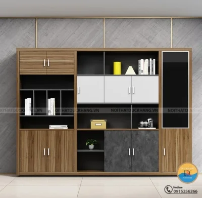 DKTGD04 | Tủ hồ sơ giám đốc DKF gỗ CN bền bỉ, có khoang và buồng tủ có khóa