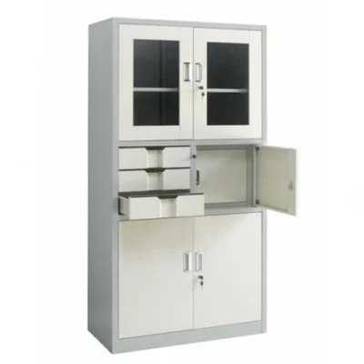 Tủ TS03C | Tủ sắt 190 cánh kính mở, 1 đợt, 3 ngăn kéo
