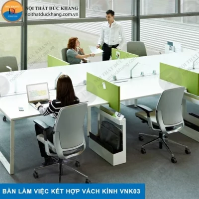 Bàn làm việc kết hợp vách ngăn kính VNK03