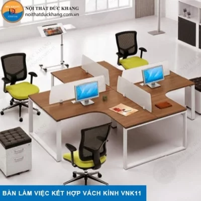 Bàn làm việc kết hợp vách ngăn kính VNK11
