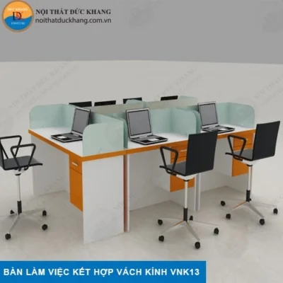 Bàn làm việc kết hợp vách ngăn kính VNK13