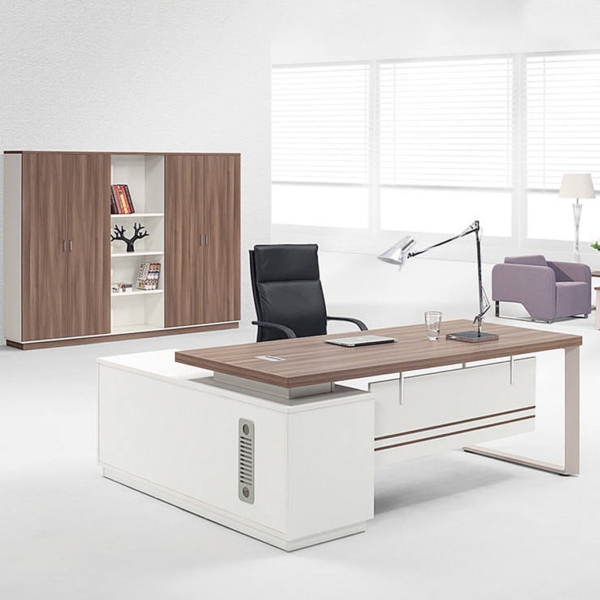 Bàn giám đốc 2m chữ L, chân sắt sơn tĩnh điện kèm tủ phụ DKBGDCC01