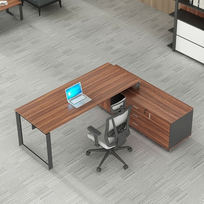 Bàn giám đốc 2m chữ L, chân sắt sơn tĩnh điện kèm tủ phụ DKBGDCC01