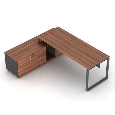 Bàn giám đốc 2m chữ L, chân sắt sơn tĩnh điện kèm tủ phụ DKBGDCC01