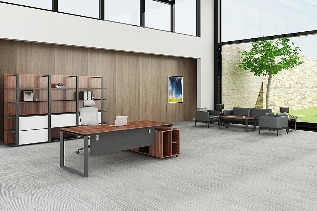 Bàn giám đốc 2m chữ L chân sắt, kèm tủ phụ DKBGDCS08 Bàn giám đốc 2m chữ L chân sắt, kèm tủ phụ DKBGDCS08