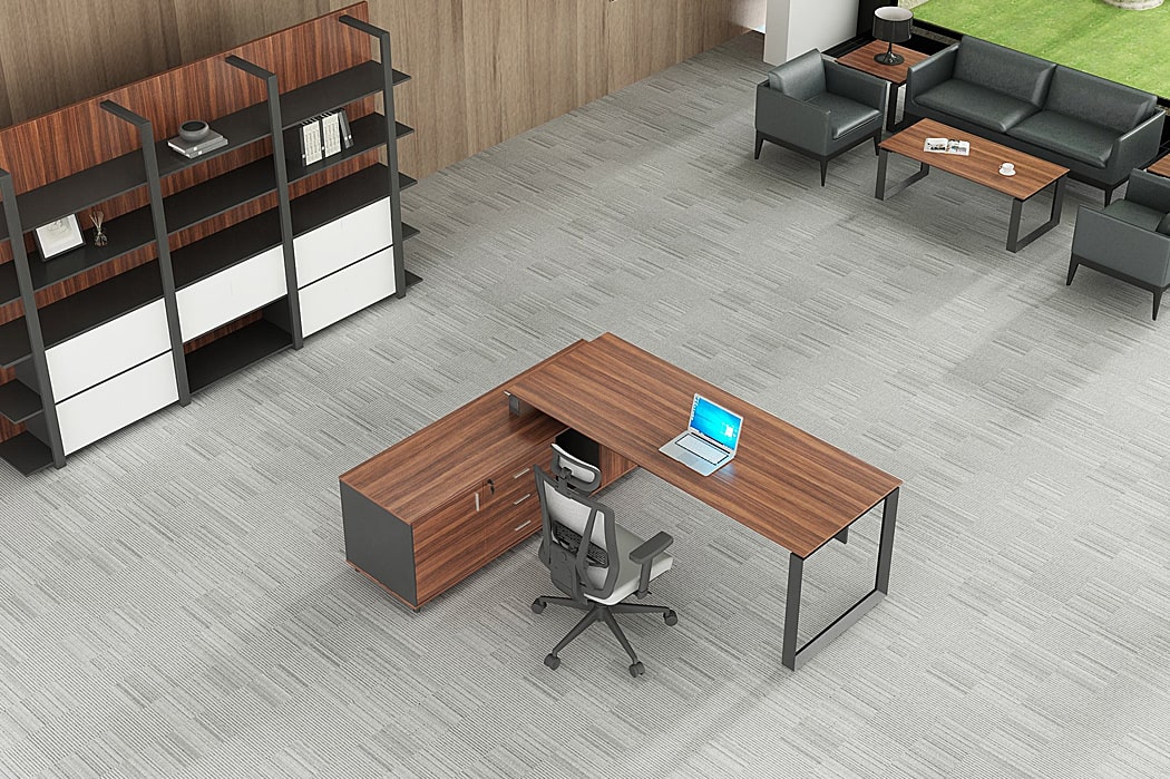 Bàn giám đốc 2m chữ L chân sắt, kèm tủ phụ DKBGDCS08 Bàn giám đốc 2m chữ L chân sắt, kèm tủ phụ DKBGDCS08