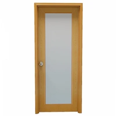 DKCK-017 | Cửa gỗ DKF có ổ khóa + kính mờ tiện ích