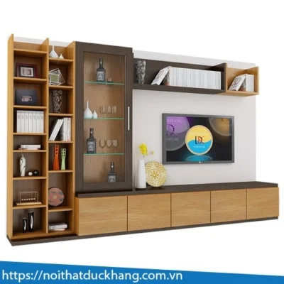 DKTT-26 | Kệ trang trí DKF có giá treo + bàn kệ để tivi tiện lợi