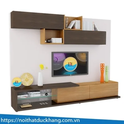 DKTT-27 | Kệ trang trí DKF kèm giá treo + bàn kệ để đồ