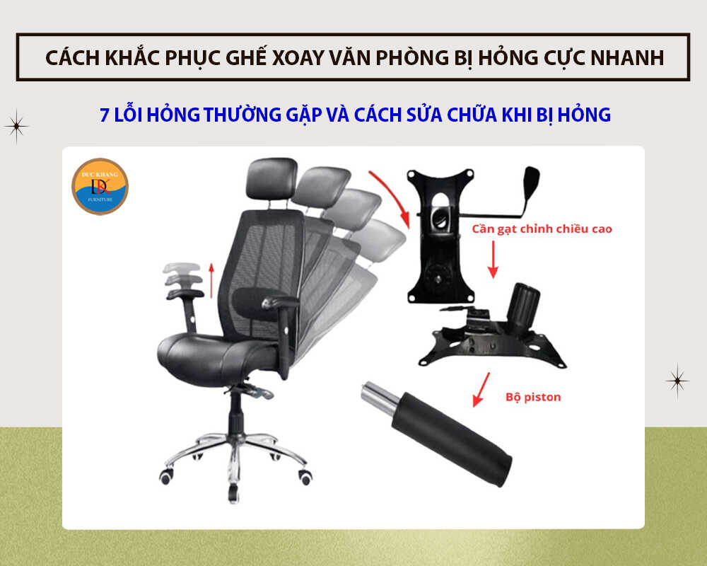 Cách khắc phục ghế xoay văn phòng bị hỏng cực nhanh