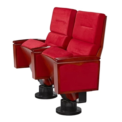 Ghế hội trường khung gỗ, chân trụ bám sàn, đệm mút PU êm ái