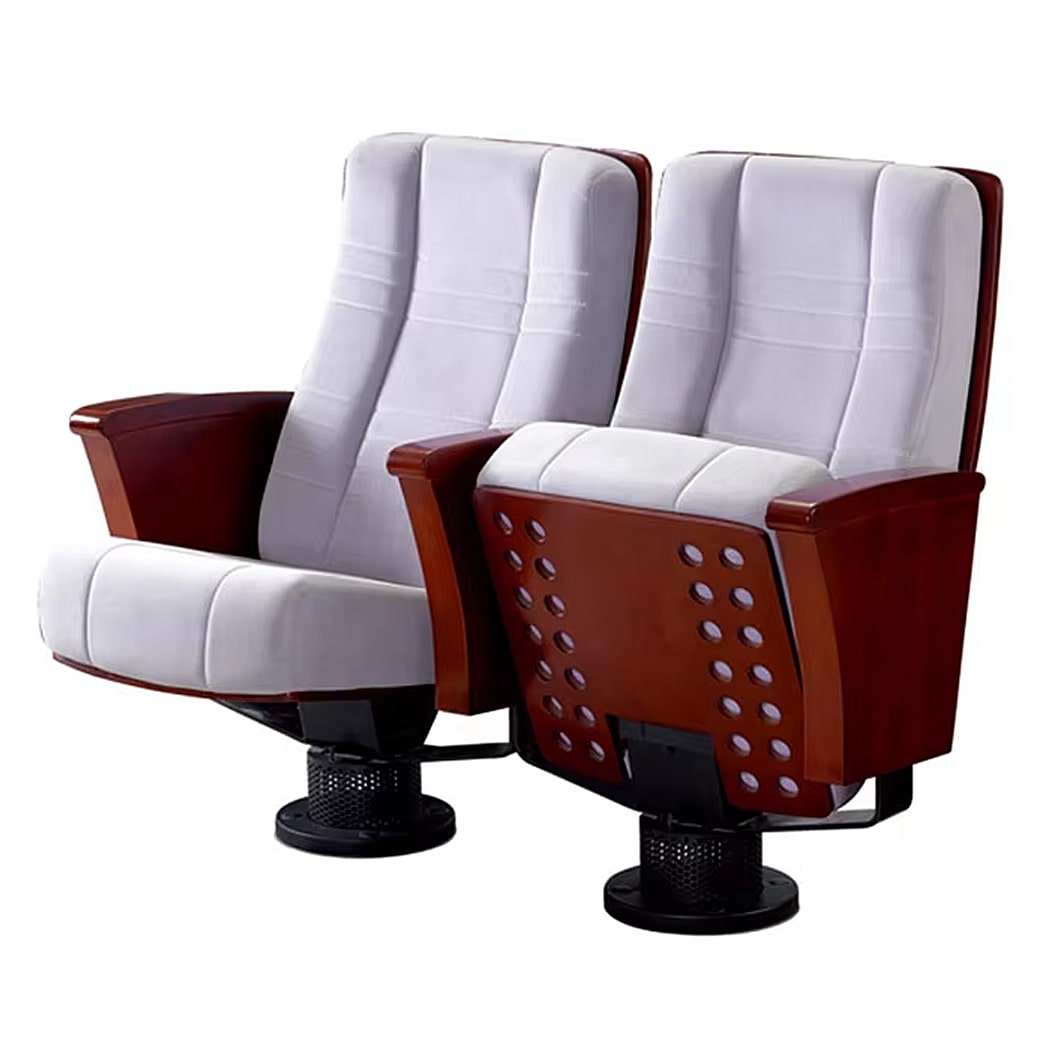 Ghế hội trường nhập khẩu chân trụ, tay vịn ốp gỗ WH526-1