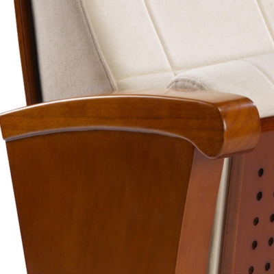 Ghế hội trường khung gỗ, chân trụ bám sàn, đệm mút PU êm ái