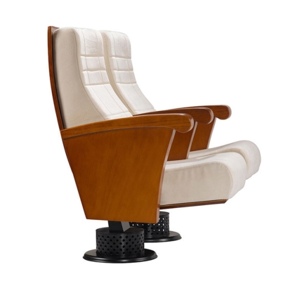 Ghế hội trường khung gỗ, chân trụ bám sàn, đệm mút PU êm ái