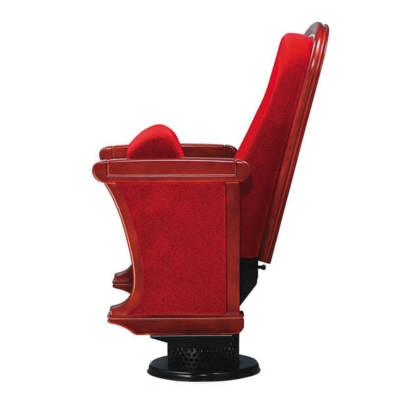 Ghế hội trường khung gỗ, chân trụ bám sàn, đệm mút PU êm ái