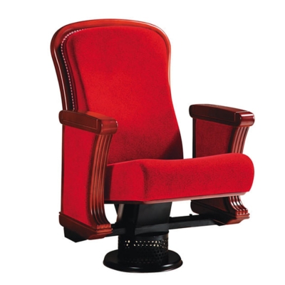 Ghế hội trường khung gỗ, chân trụ bám sàn, đệm mút PU êm ái