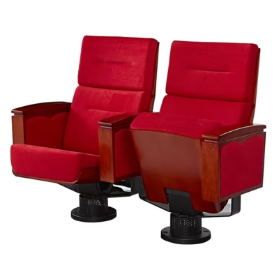 Ghế hội trường khung gỗ, chân trụ bám sàn, đệm mút PU êm ái