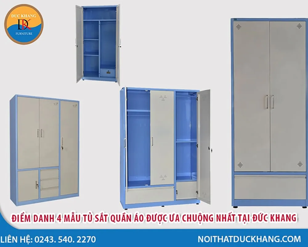 Báo giá 4 mẫu tủ sắt quần áo ưa chuộng nhất tại Đức Khang