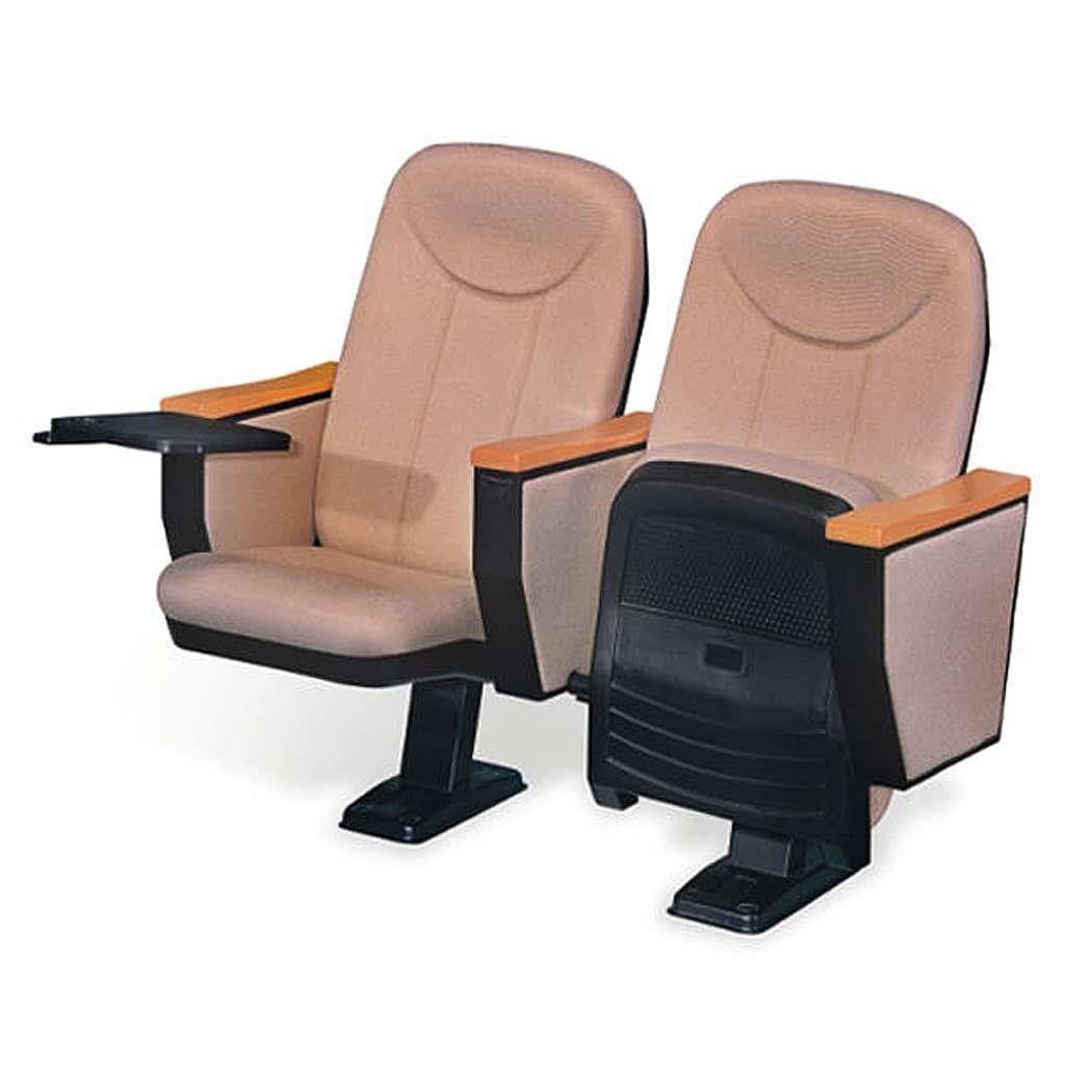 Ghế hội trường chân trụ bám sàn, tay vịn ốp gỗ, đệm mút bọc nỉ kèm bàn viết WH532 Ghế hội trường chân trụ bám sàn, tay vịn ốp gỗ, đệm mút bọc nỉ kèm bàn viết WH532