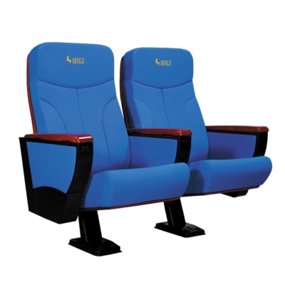 Ghế hội trường chân trụ bám sàn, đệm mút đúc lạnh bọc nỉ, tay vịn ốp gỗ kèm bàn viết tiện lợi