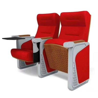 Ghế hội trường cao cấp khung thép mạ sơn tĩnh điện, tay vịn ốp gỗ tự nhiên kèm bàn viết