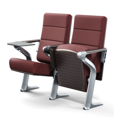 Ghế hội trường cao cấp, ốp gỗ lưng và đệm ngồi, bọc nỉ kèm bàn viết