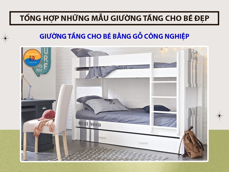 Giường tầng cho bé bằng gỗ công nghiệp