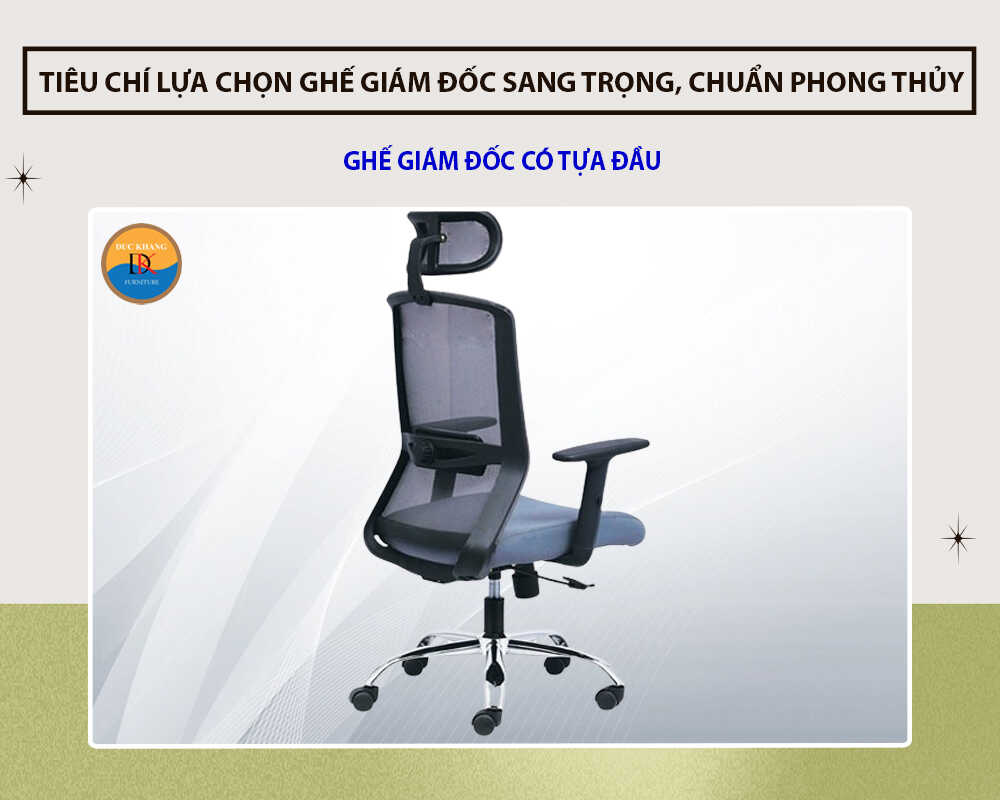 Ghế M1009-01 | Ghế giám đốc Đức Khang lưng lưới có tựa đầu