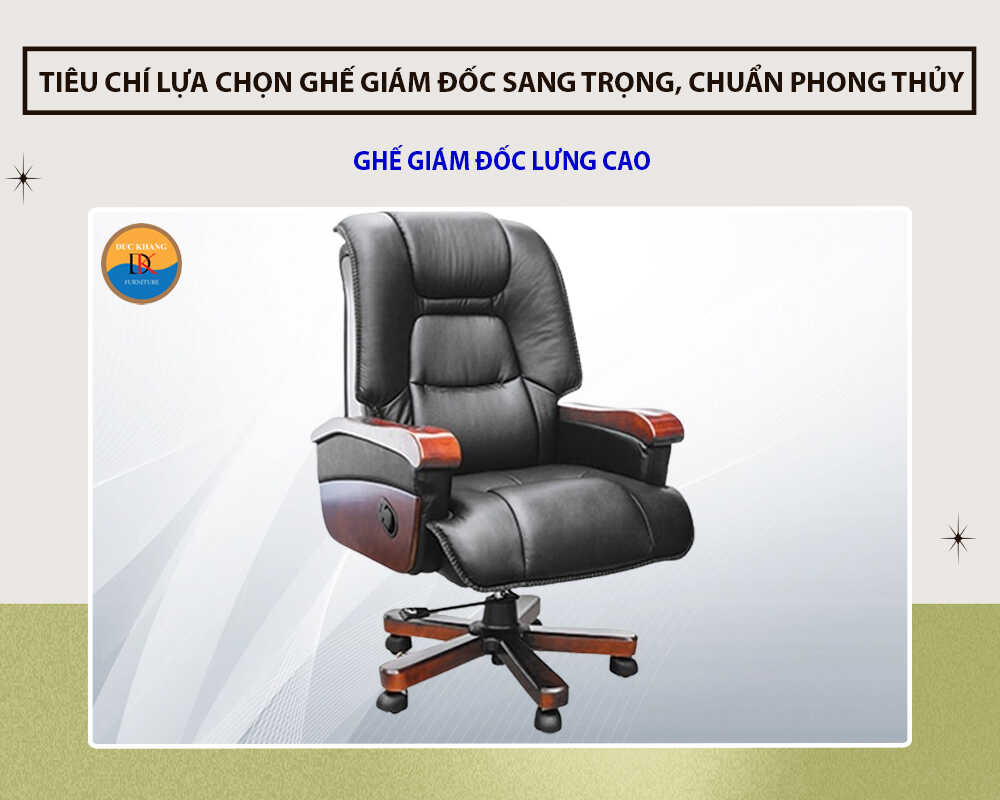 Ghế GX501 | Ghế giám đốc 190 lưng cao bọc da, tay ốp gỗ