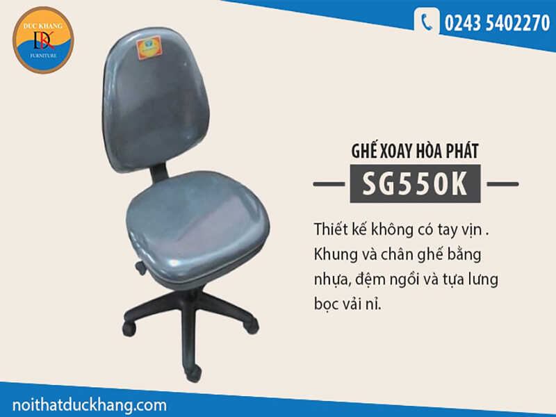 Ghế xoay nhân viên Hòa Phát SG550K bọc nỉ