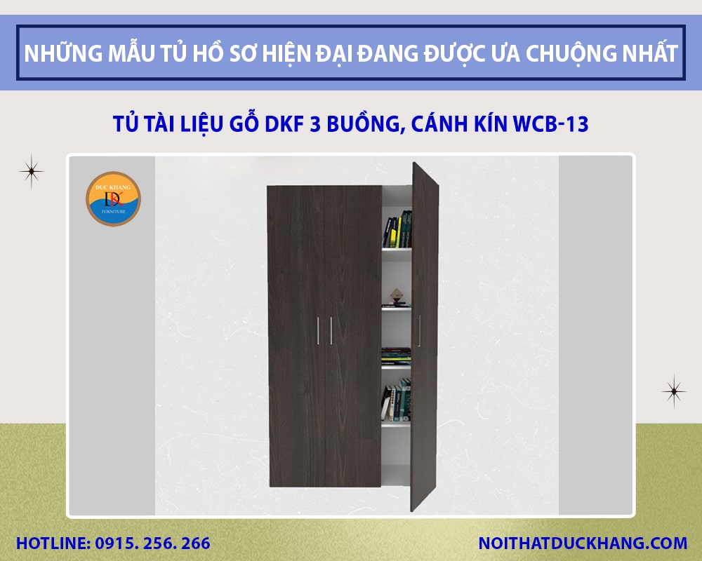 Tủ tài liệu gỗ DKF 3 buồng, cánh kín WCB-13 Tủ tài liệu gỗ DKF 3 buồng, cánh kín WCB-13