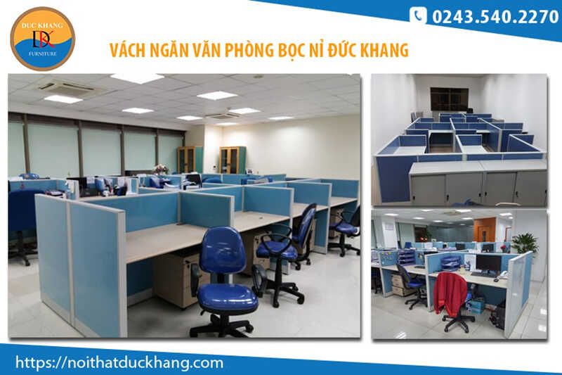 Vách ngăn văn phòng khung nhôm nỉ: Khoảng 650.000 – 800.000/m2