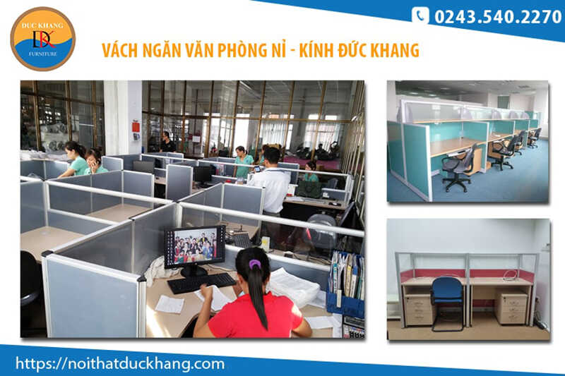 Vách ngăn văn phòng khung nhôm nỉ + kính: Khoảng 800.000 – 1.100.000/m2