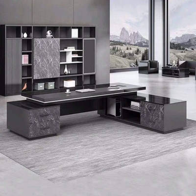 Bàn giám đốc gỗ công nghiệp 2m chữ L, kèm tủ phụ tiện lợi DKBGDHD28