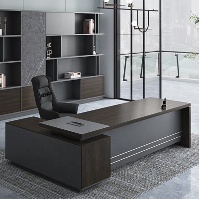 Bàn giám đốc gỗ công nghiệp 2m chữ L, kèm tủ phụ tiện lợi DKBGDHD28