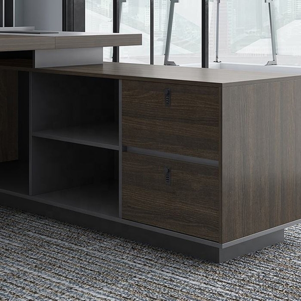 Bàn giám đốc gỗ công nghiệp 2m chữ L, kèm tủ phụ tiện lợi DKBGDHD28
