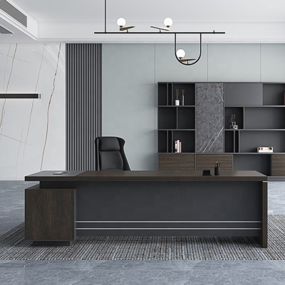 Bàn giám đốc gỗ công nghiệp 2m chữ L, kèm tủ phụ tiện lợi DKBGDHD28