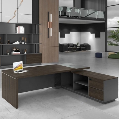 Bàn giám đốc gỗ công nghiệp 2m chữ L, kèm tủ phụ tiện lợi DKBGDHD28
