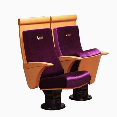 Ghế hội trường khung gỗ, đệm mút đúc lạnh bọc nỉ, chân trụ bám sàn