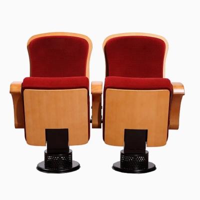 Ghế hội trường khung gỗ, đệm mút đúc lạnh bọc nỉ, chân trụ bám sàn