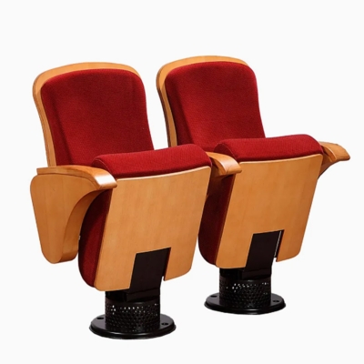 Ghế hội trường khung gỗ, đệm mút đúc lạnh bọc nỉ, chân trụ bám sàn