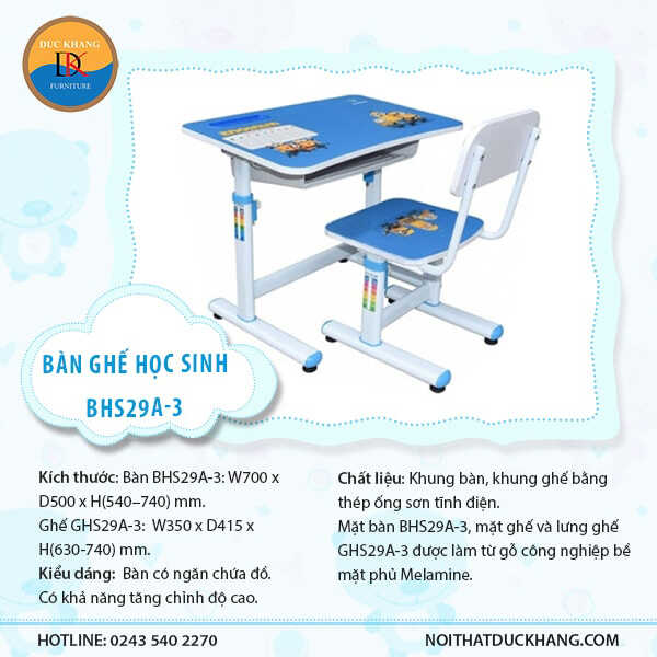 Bộ bàn ghế học sinh Hòa Phát BHS29A-3