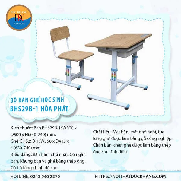 Bộ bàn học sinh Hòa Phát BHS29B-1 Bộ bàn học sinh Hòa Phát BHS29B-1