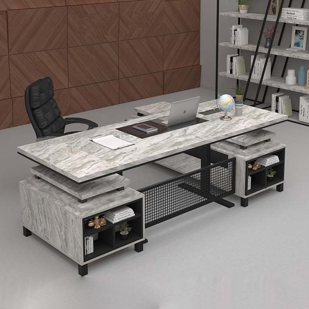 Bàn giám đốc 2m chữ L chân sắt màu xám, kèm tủ phụ Angel DKFBGD51-G Bàn giám đốc 2m chữ L chân sắt màu xám, kèm tủ phụ Angel DKFBGD51-G