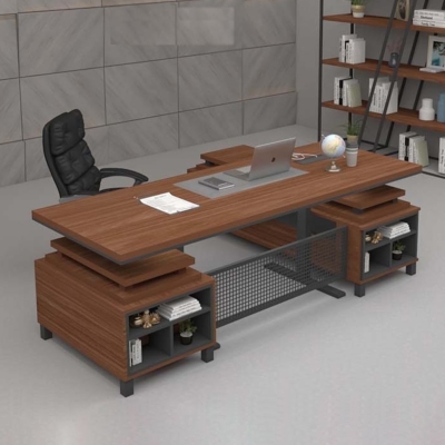 Bàn giám đốc 2m chữ L chân sắt, kèm tủ phụ Axis DKFBGD52