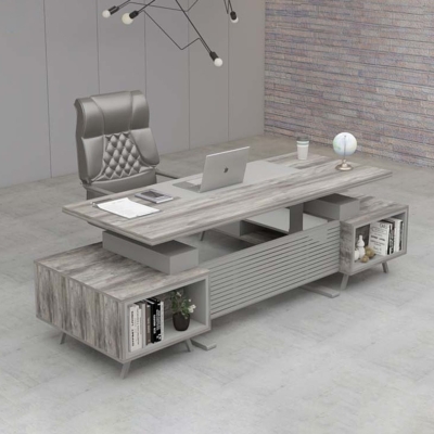 Bàn giám đốc 2m chữ L chân sắt, kèm tủ phụ Axis DKFBGD52