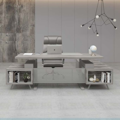 Bàn giám đốc 2m chữ L chân sắt, kèm tủ phụ Axis DKFBGD52