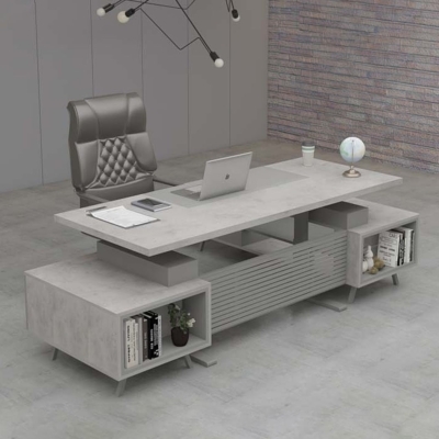 Bàn giám đốc 2m chữ L chân sắt, kèm tủ phụ Axis DKFBGD52