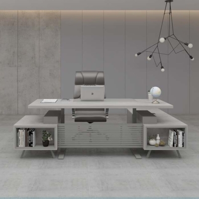 Bàn giám đốc 2m chữ L chân sắt, kèm tủ phụ Axis DKFBGD52